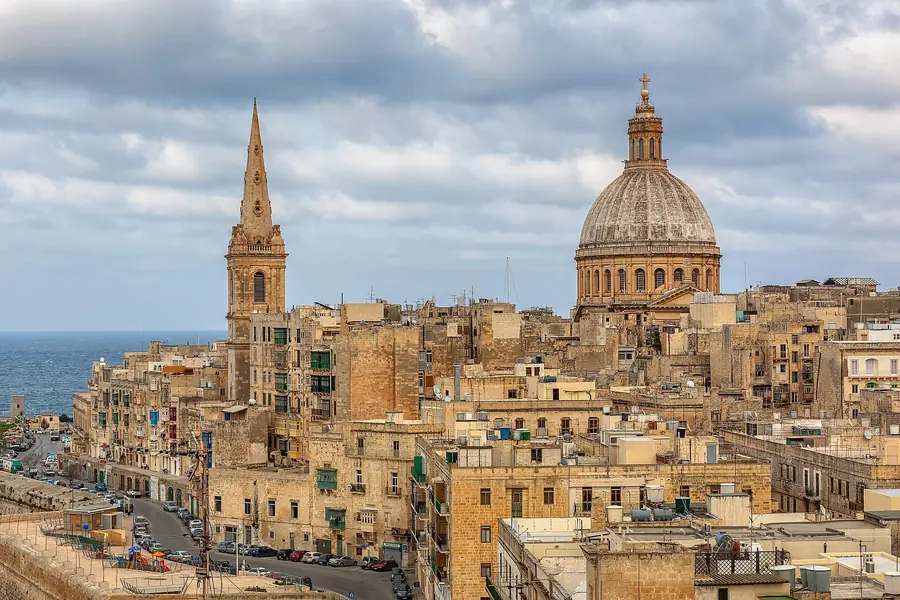 A Maltese skyline of limestone buildings